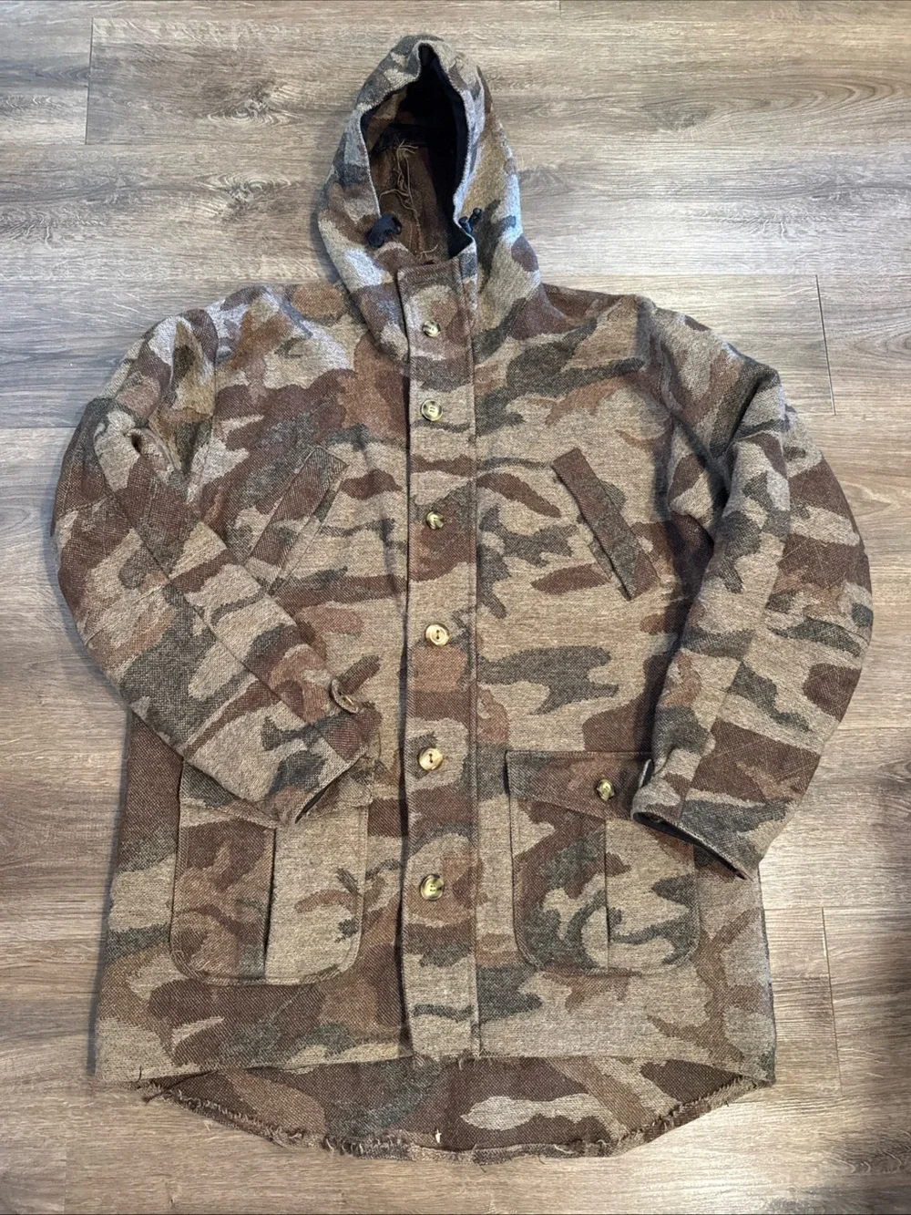 Weatherby Camo Field Coat Hunting Jacket size XL with Pants Size 36 Wool